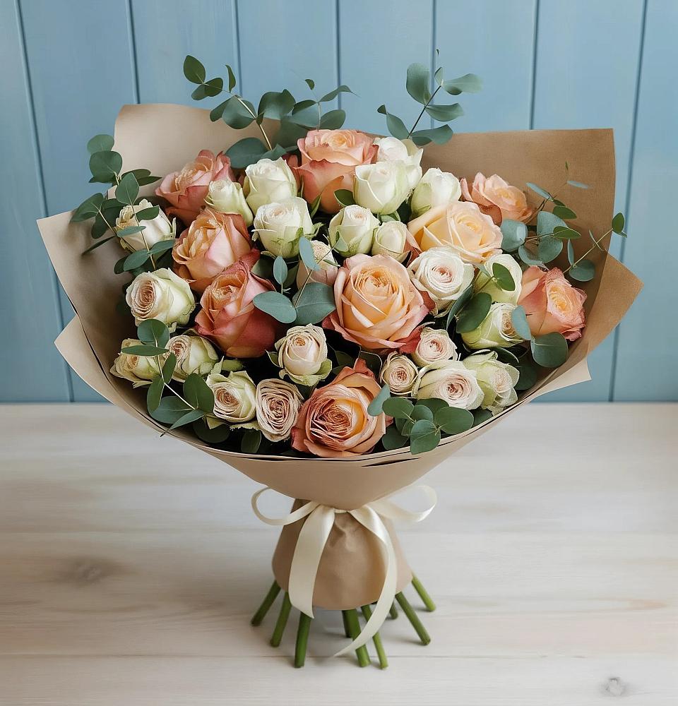 Букет цветов из: Альстромерии и Розы в Каргополе