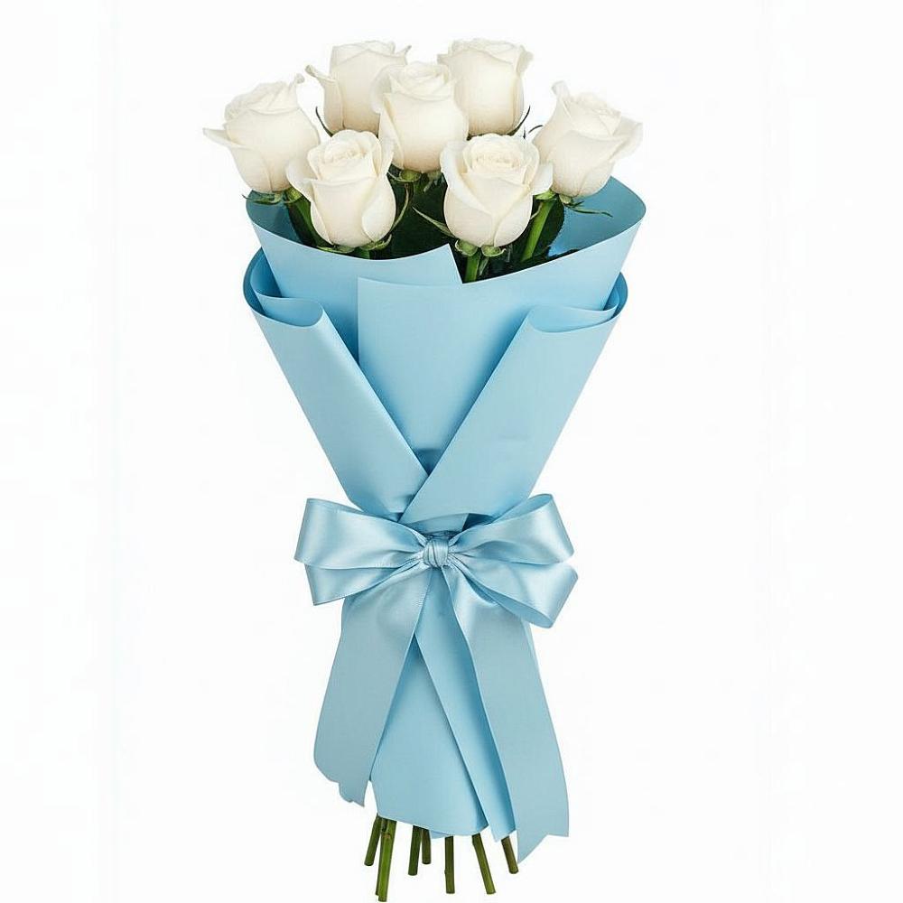 Букет 7 белых роз Проуд в Каргополе