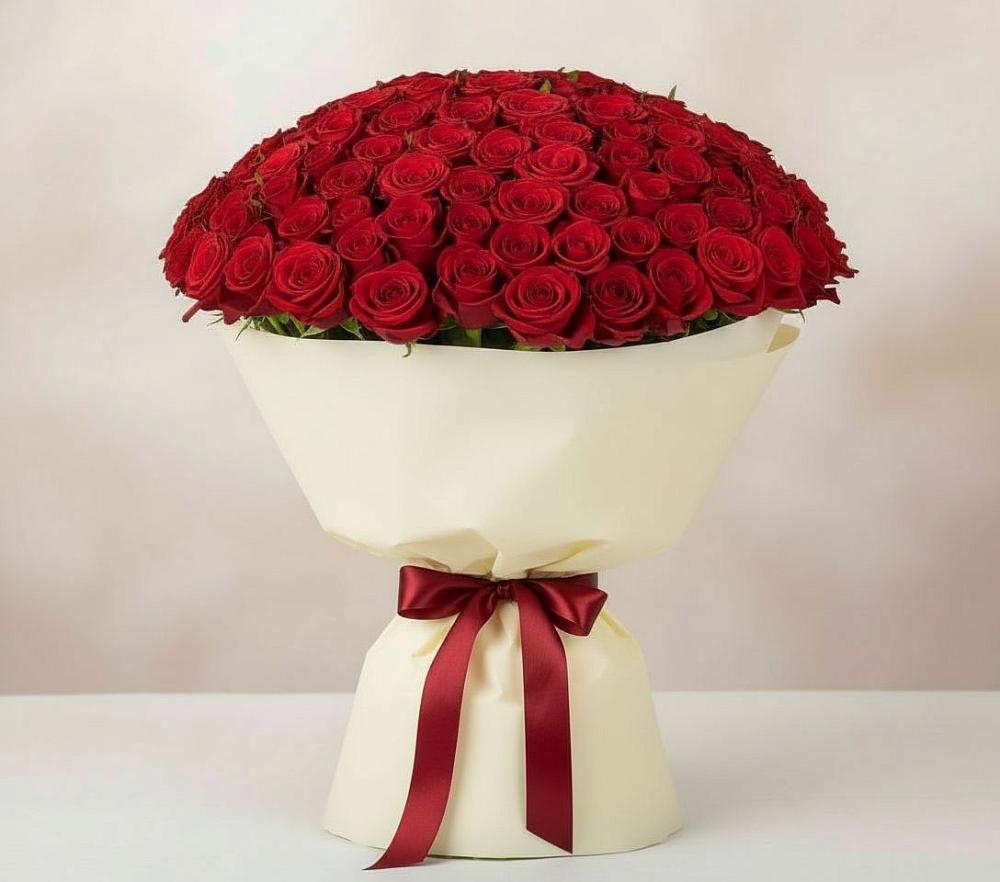 Букет 101 Красная роза Милано в Каргополе