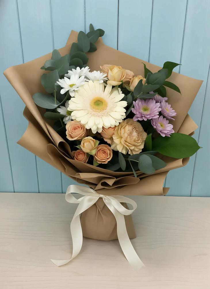 Букет цветов из: Герберы и Хризантемы в Каргополе