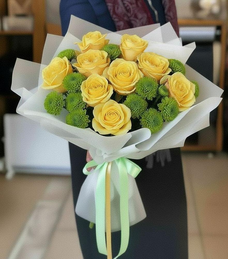 Букет цветов из: Хризантемы и Розы в Каргополе