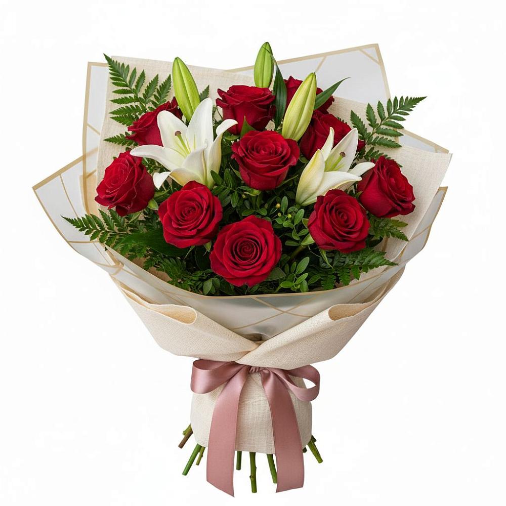 Букет цветов из: Лилии и Розы в Каргополе