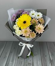 Букет цветов из:  Розы, Герберы и Хризантемы в Каргополе