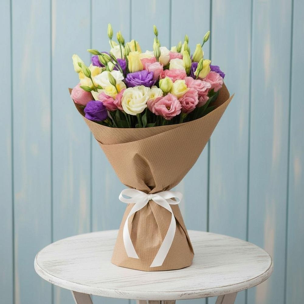 Букет цветов из: Лизиантусы в Каргополе