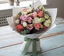 Букет цветов из:  Розы, Лизиантусы и Гвоздики #REPLACE_PRED# Каргополе