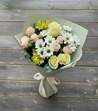 Букет цветов из:  Альстромерии, Розы и Хризантемы в Каргополе